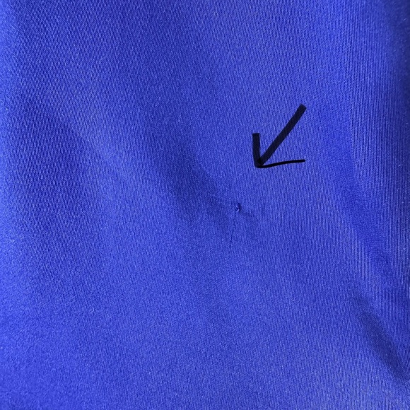 NWT Chicos Ruffle Tie Neck Pullover Blouse Royal Blue Sz  12~14 small flaw - Picture 11 of 11